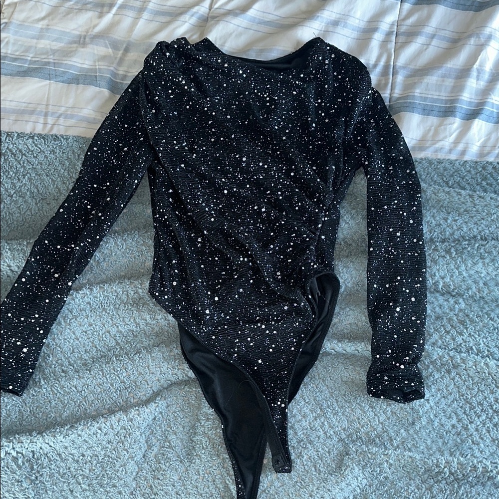 Black Sparkly Long Sleeve Bodysuit